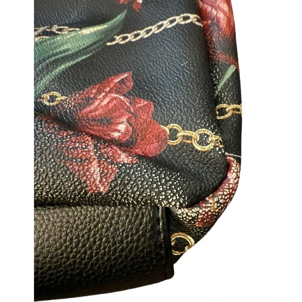 Dana Buchman Roses and Chains Satchel Handbag with Wallet Black